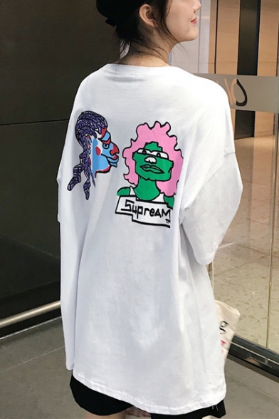 Summer Trendy Cartoon Figure Print Cotton Loose Oversized T-Shirt