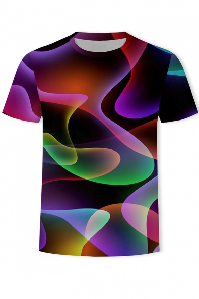 Summer Unique Colorful 3D Printed Short Sleeve T-Shirt