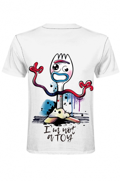 Funny Cartoon Letter I'M NOT A TOY Print Short Sleeve Slim Fit Tee