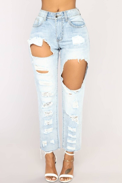 womens light blue ripped jeans