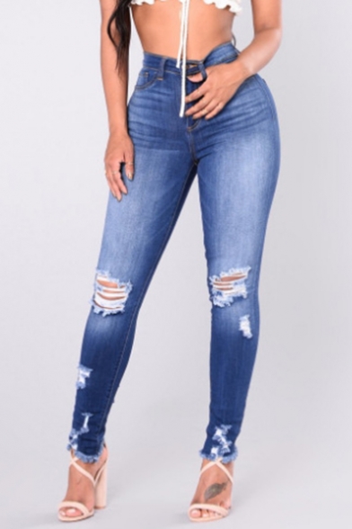 womens ripped knee jeans