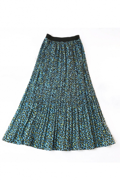 elastic waist pleated maxi skirt