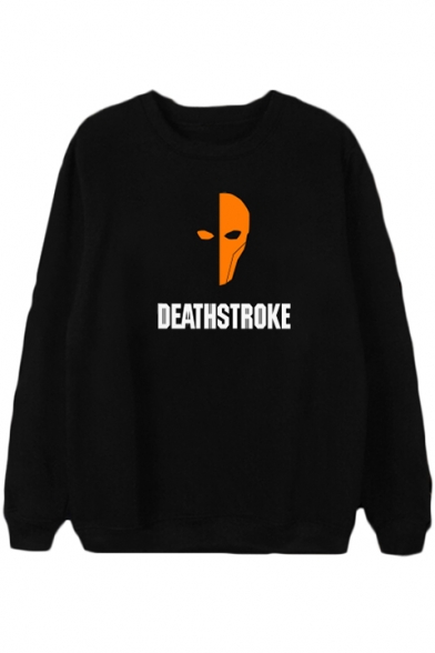 Deathstroke Basic Round Neck Long Sleeve Cotton Loose Pullover Sweatshirt
