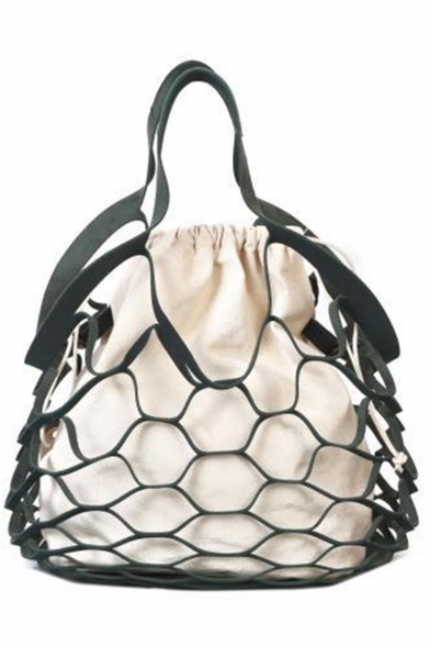 Designer Creative Solid Color Net Bucket Bag Shoulder Tote Bag 26*28*16 CM