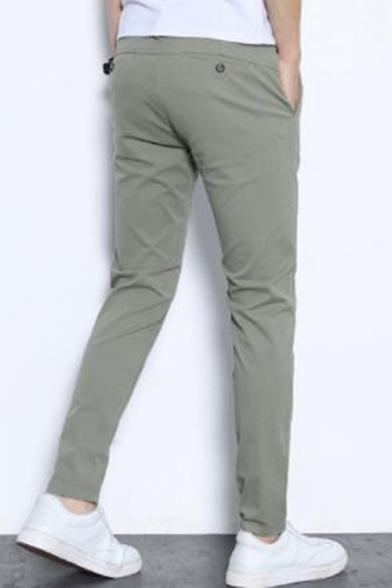 Fashionable Basic Simple Plain Slim Fitted Casual Cotton Dress Pants for Men