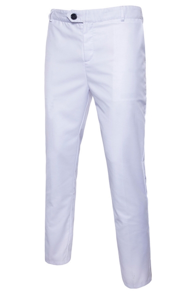 Guys Fashion Simple Plain Straight Tailored Suit Pants Business Dress Pants