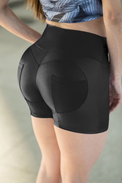 Hot Popular Womens Pocket Back Simple Plain Sexy Skinny Fit Sport Bum Lift Shorts