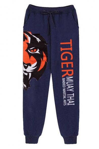 Men's Cool Fashion Tiger Letter Printed Drawstring Waist Casual Sports Sweatpants