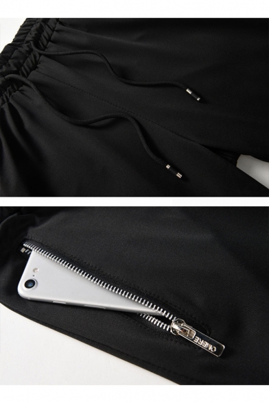 Men's Fashion Letter Skull Printed Drawstring Waist Black Casual Comfortable Sweatpants