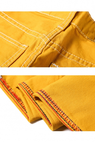 yellow ripped jeans mens