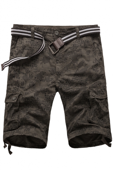 Men's Summer Trendy Cool Camouflage Printed Flap Pocket Side Cotton Cargo Shorts