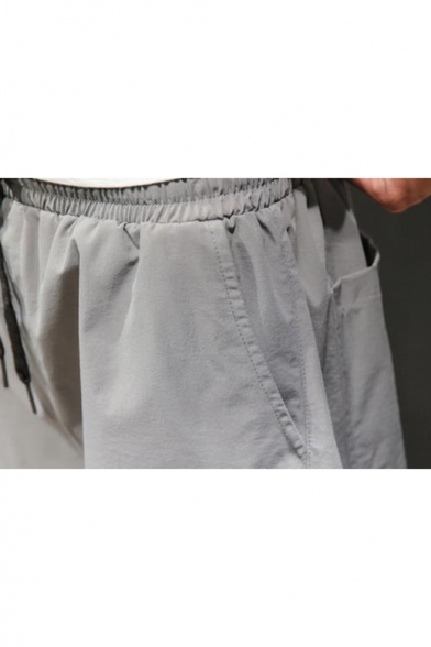 Men's Summer Trendy Letter Printed Ruffled Detail Drawstring Waist Cropped Casual Track Pants