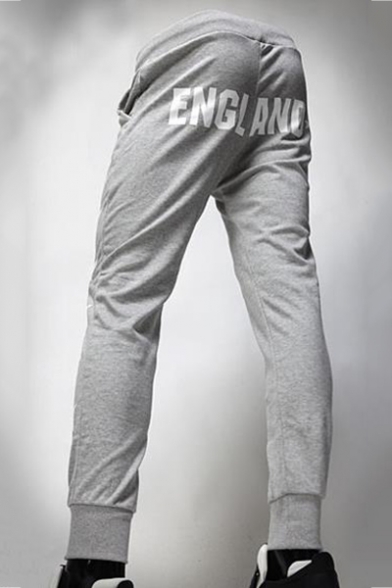 New Fashion Stars Letter Printed Drawstring Waist Men's Casual Fitted Joggers Sweatpants