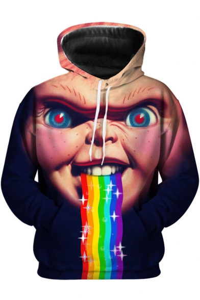 Popular Funny Rainbow Chucky Figure Print Sport Loose Unisex Hoodie