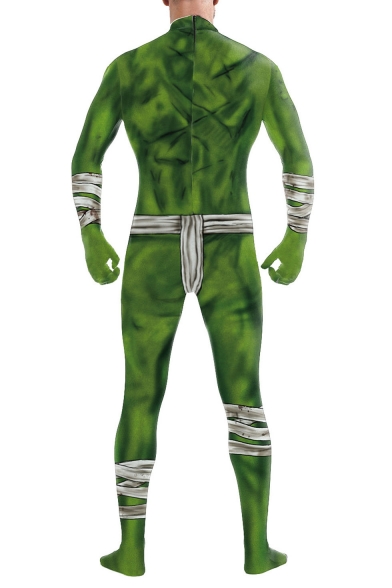 Popular Halloween Cosplay Costume Battle Suit Green Slim Fitted Bodysuit Jumpsuits