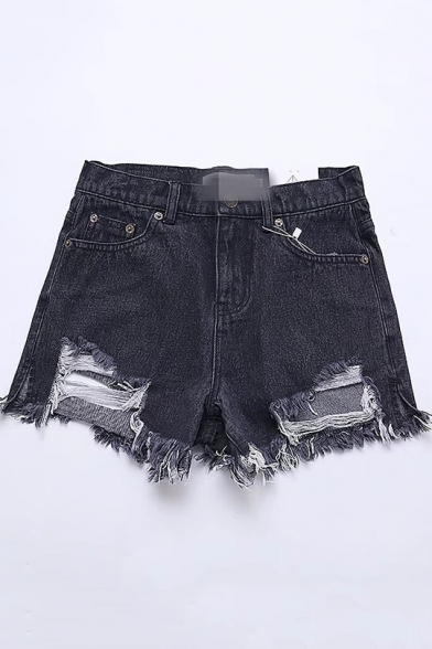 Summer Womens Hot Popular Destroyed Ripped Frayed Hem Denim Shorts