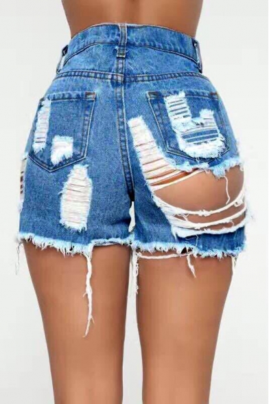 Summer Womens Sexy High Rise Destroyed Ripped Hot Pants Denim Shorts