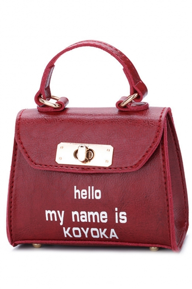 Trendy Letter HELLO MY NAME IS KOYOKA Printed Mini Crossbody Satchel Bag with Chain Strap for Kids 13*6*10 CM