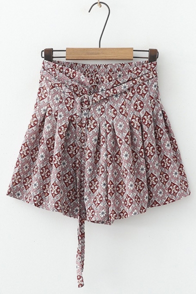 Women Hot Stylish High Waist Tribal Print High Waist Fitted Simple Mini Chiffon Skirt