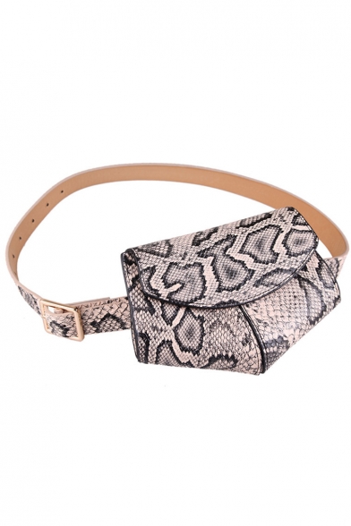 Women's Stylish Snakeskin Pattern PU Leather Belt Purse 13*18 CM