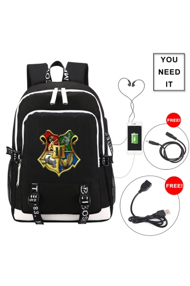 Fashion Hogwarts University Badge Creative USB Charging School Bag Backpack for Students 30*15*44cm