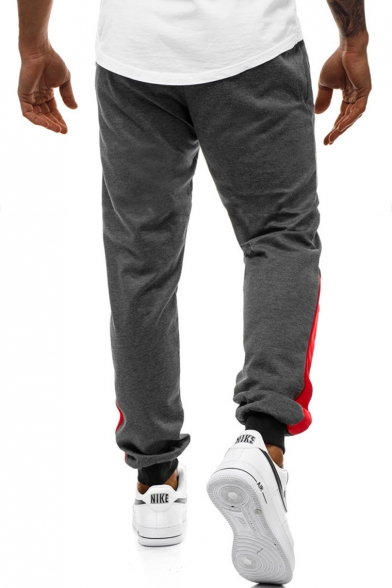 Men's New Fashion Colorblock Patched Drawstring Waist Casual Joggers Sweatpants