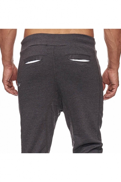 Men's New Fashion Drawstring Waist Simple Plain Casual Sports Sweatpants