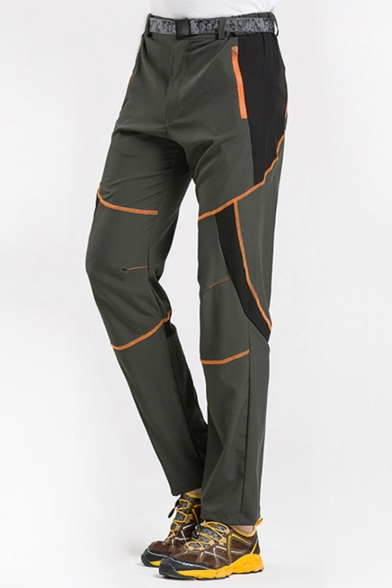 Men's Outdoor Fashion Colorblock Zipped Pocket Waterproof Quick-drying Sports Hiking Pants