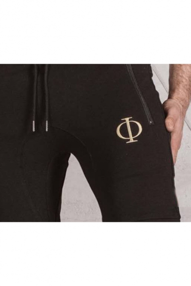 Men's Summer Fashion Cool Camouflage Logo Pattern Zipped Pocket Drawstring Waist Casual Sports Sweat Shorts