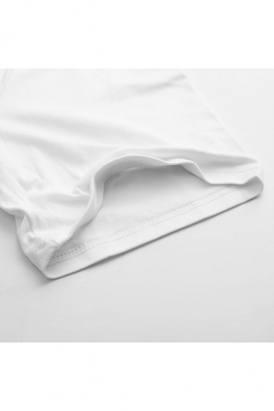Popular Bleeding Figure Letter BAD GUY Printed White Short Sleeve T-Shirt