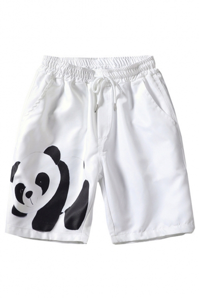Summer New Fashion Cartoon Panda Printed Drawstring Waist Casual Relaxed Shorts