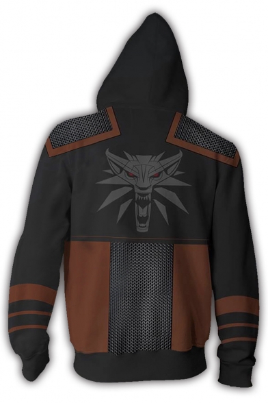 The Witcher 3 Black Long Sleeve Loose Fit Zip Up Cosplay Hoodie