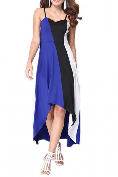 Womens Summer Hot Popular Colorblock Sleeveless Maxi Slip Dress
