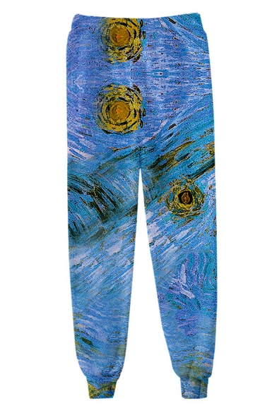 Creative Fashion Tie Dyeing 3D Printed Drawstring Waist Casual Cotton Joggers Sweatpants