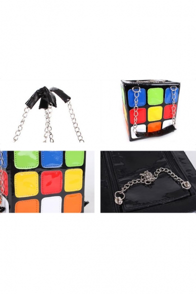 Designer Creative Rubik's Cube Shape Multi-Color Clutch Bag Handbag