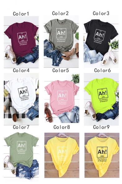 Funny Chemical Element AH Pattern Short Sleeve Cotton Loose Tee