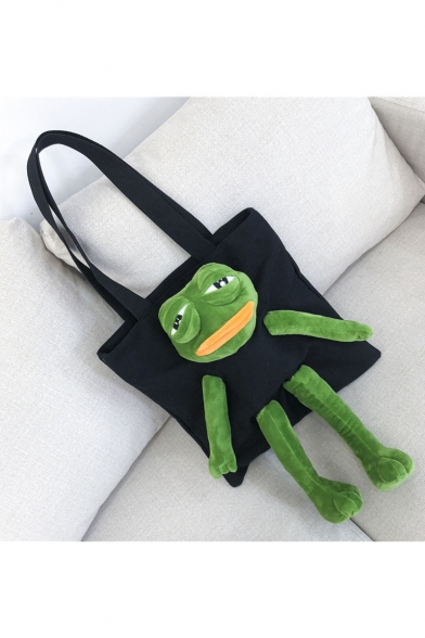 Girls Funny Comic Sad Frog Shaped Fashion Shoulder Bag 34*34cm