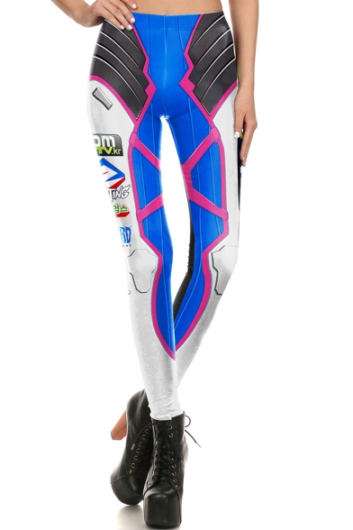 

Hot Stylish Classic Elastic Waist Overwatch Style Printed Skinny Legging Pants, LM550770