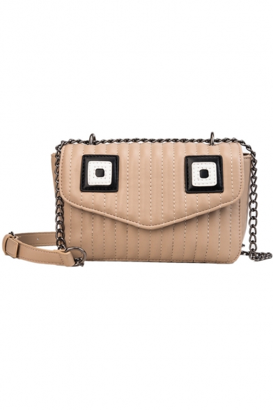 Lovely Cartoon Eye Pattern Sewing Thread Magnetic Buckle Crossbody Bag with Chain Strap 20*14*7 CM