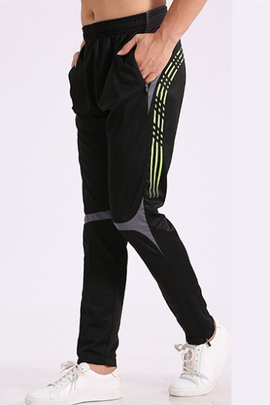Men's Fashion Colorblock Striped Printed Elastic Waist Running Sports Track Pants