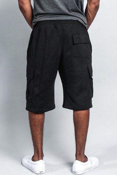 Men's Summer Fashion Flap Pocket Drawstring Waist Casual Relaxed Cargo Sweat Shorts