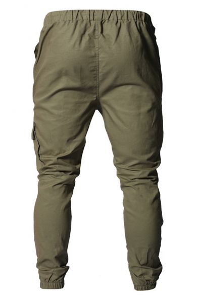 Men's Summer Fashion Flap Pocket Simple Plain Drawstring Waist Casual Cargo Pants