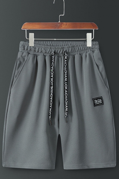 Men's Summer Trendy Letter Patchwork Drawstring Waist Relaxed Sweat Shorts