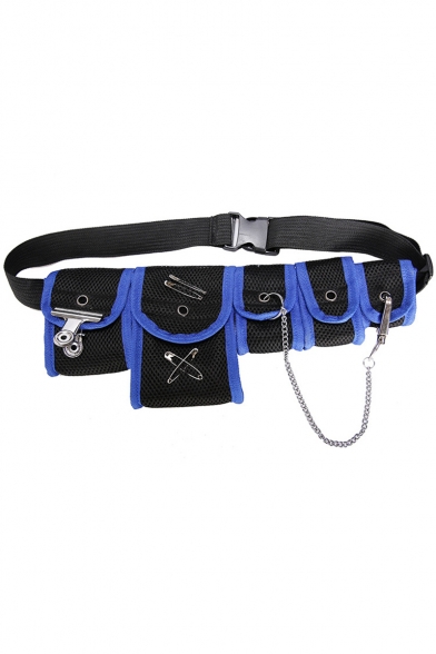 New Fashion Contrast Color Multi-pocket Tactical Crossbody Belt Bag 40*2*16 CM