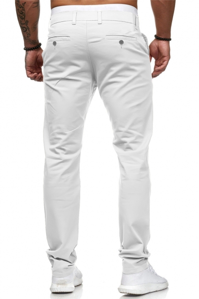 New Fashion Simple Plain Slim Fit Men's Casual Straight Dress Pants