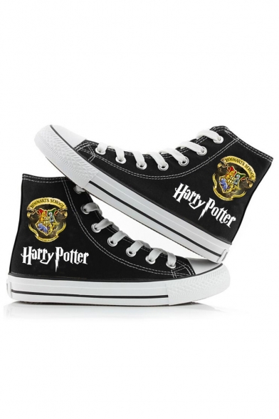 Popular Harry Potter University Logo Print High Top Unisex Canvas Shoes