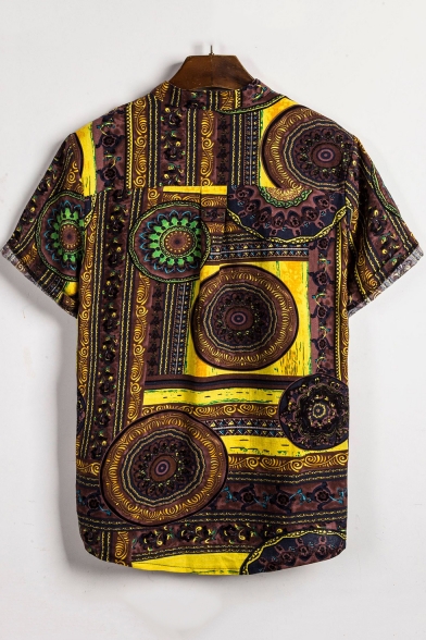 REEF Tribe s/s Yellow Gold Short-Sleeve Men's Casual Shirt. 