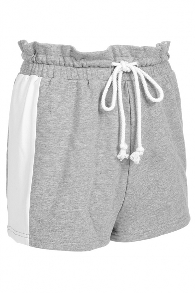 Summer Stylish Two-Tone Color Block Drawstring Waist Pull-On Shorts Sweat Shorts