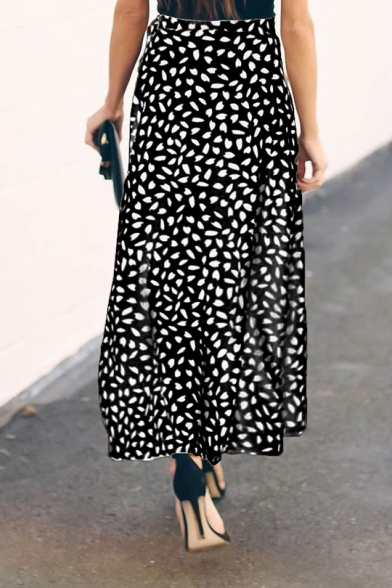 Summer Stylish Womens Leopard Print Tie-Waist Maxi Wrap Skirt for Women