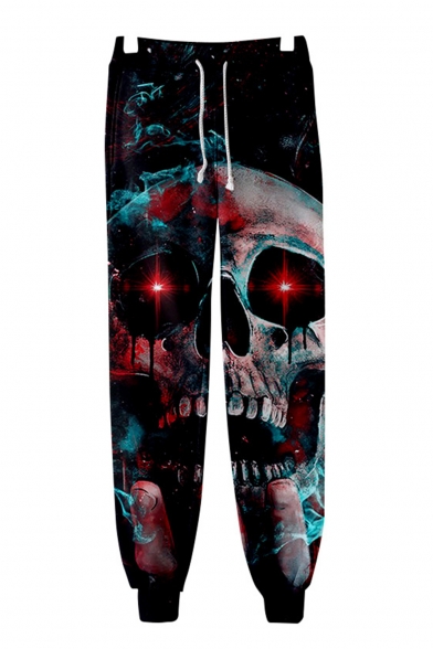 Unisex Cool Fashion Skull Printed Drawstring Waist Casual Relaxed Sweatpants
